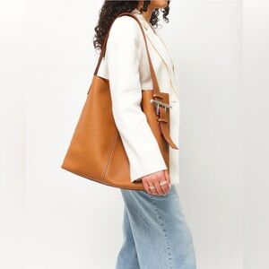Alexander McQueen Light Brown Tan Textured Leather T-Bar Sling Shoulder Bag
